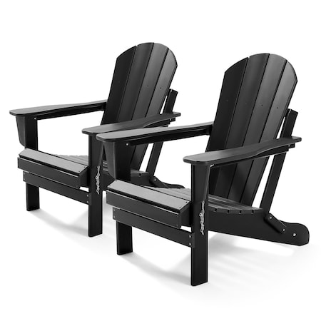 Outdoor Folding Adirondack Chair, Black, 2PK